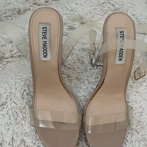 Steve Madden Women's Heels with Clear Straps - Nude